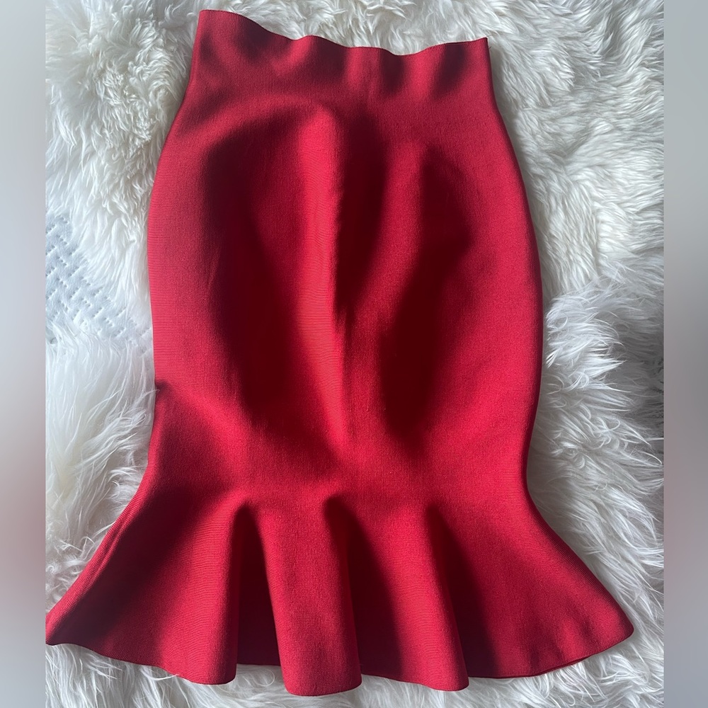 Sexy Body-con Red Midi Skirt